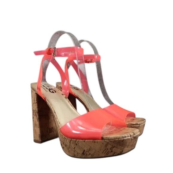 Guess Shoes Womens 8 Sandal Pumps Platform Jelly Strap Pink Block Heel GBG Queen - Picture 1 of 16